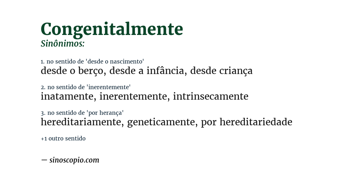 Sinônimo de congenitalmente