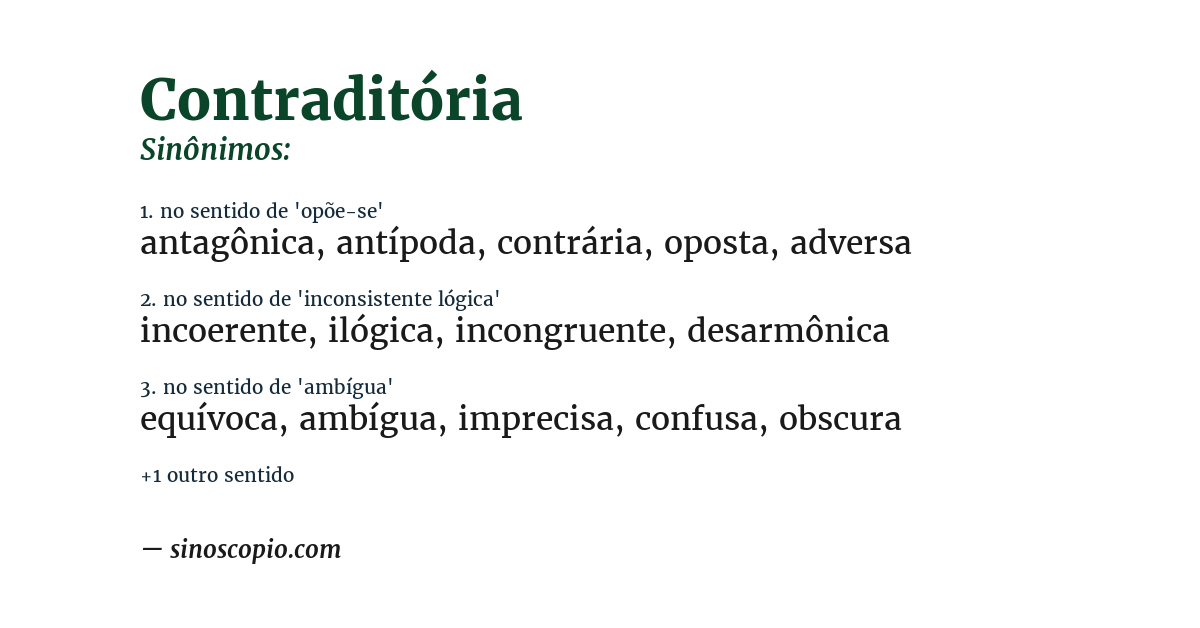 Sinônimo de contraditória