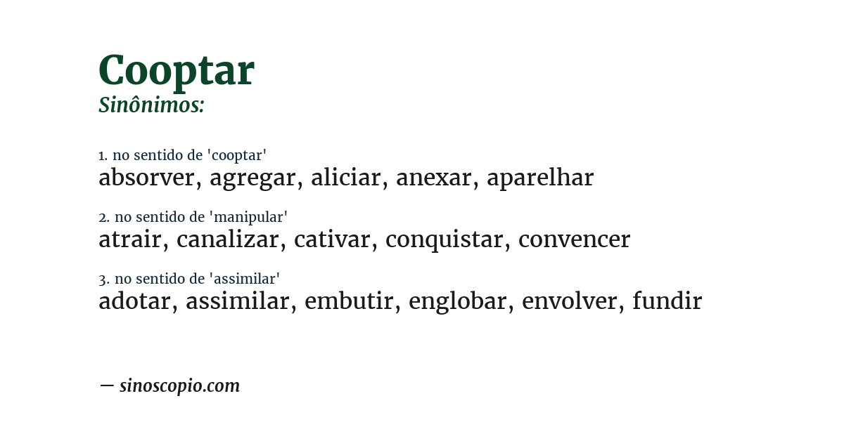 Sinônimo de cooptar