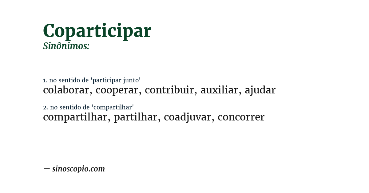 Sinônimo de coparticipar