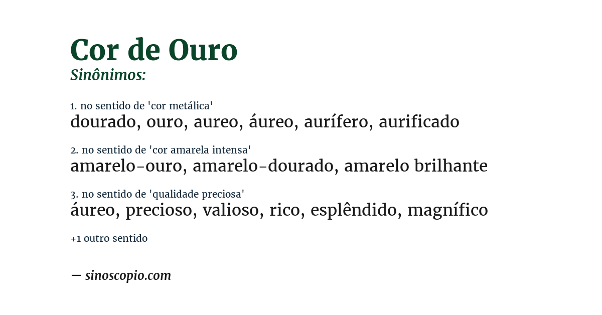 Sinônimo de cor de ouro