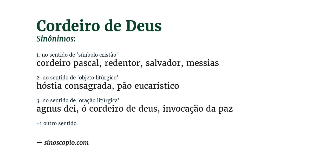 Sinônimo de cordeiro de deus