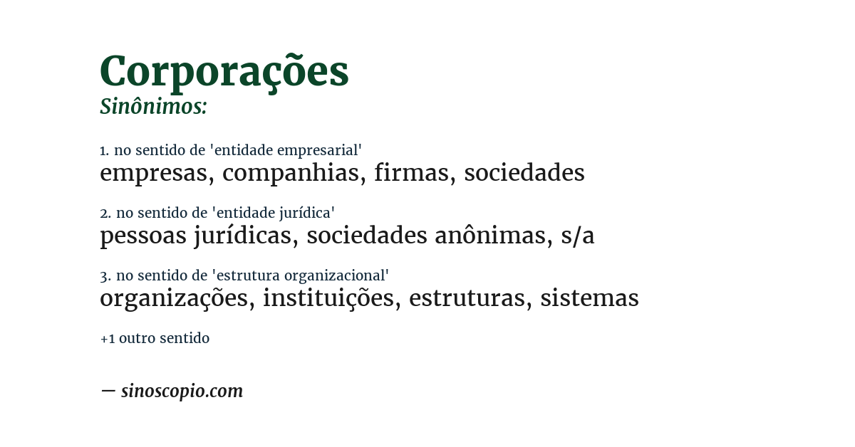 Sinônimo de corporações