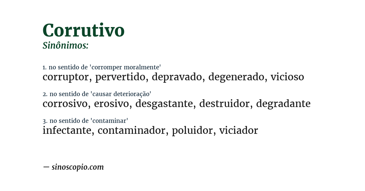 Sinônimo de corrutivo