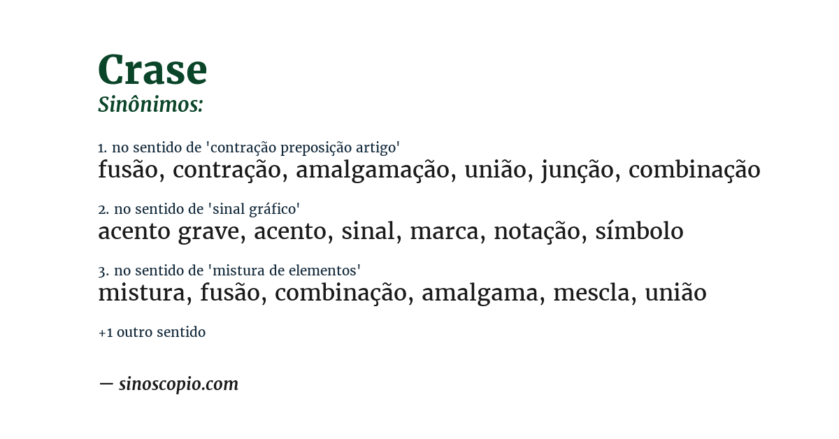 Sinônimo de crase