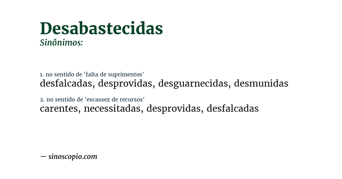 Sinônimo de desabastecidas