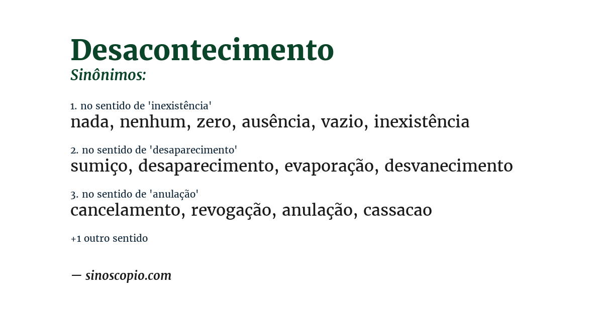 Sinônimo de desacontecimento