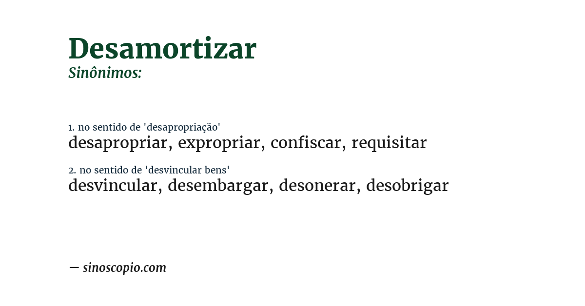Sinônimo de desamortizar