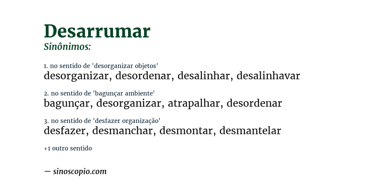 Sinônimo de desarrumar