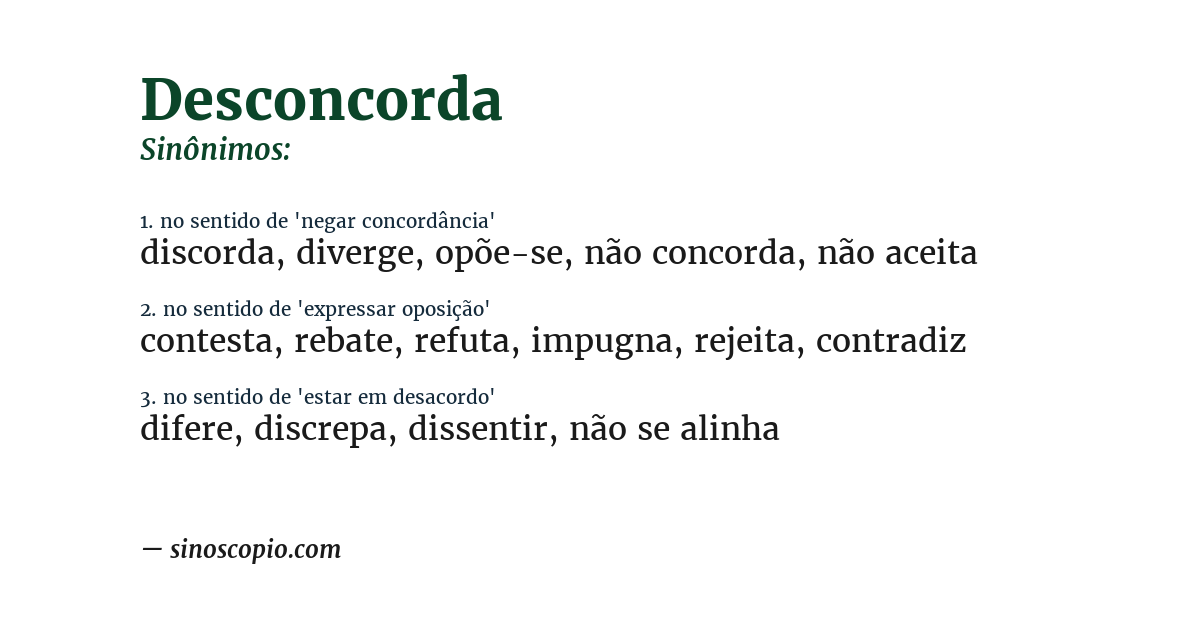 Sinônimo de desconcorda