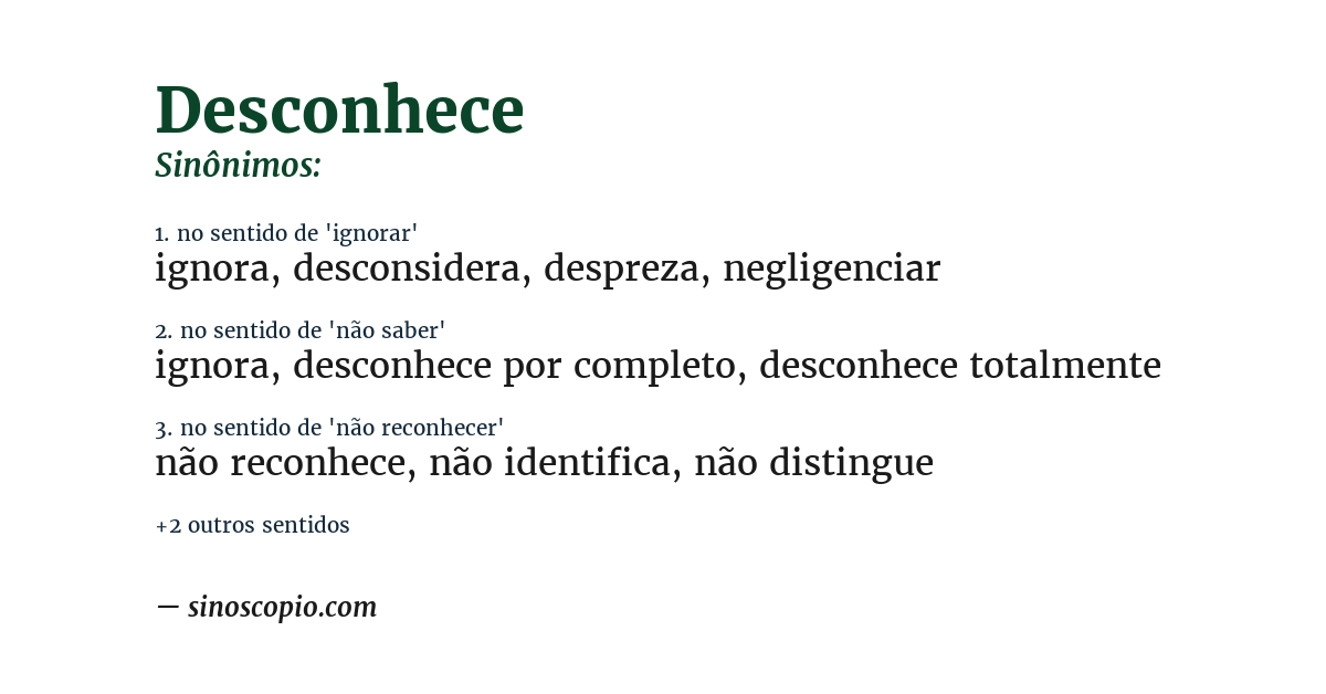Sinônimo de desconhece