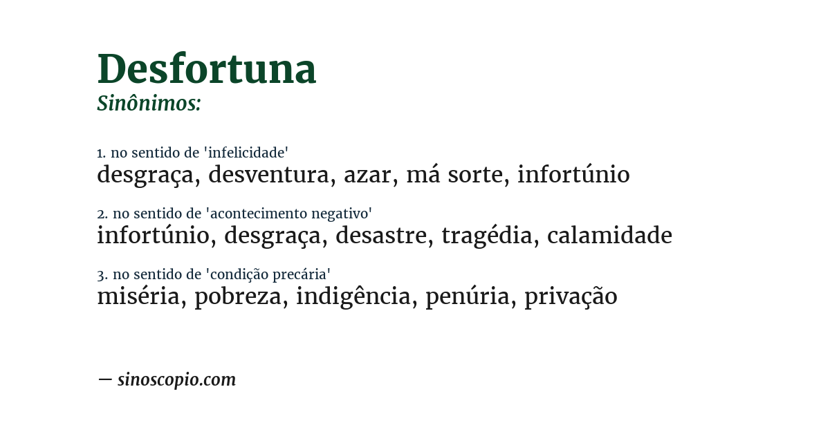 Sinônimo de desfortuna