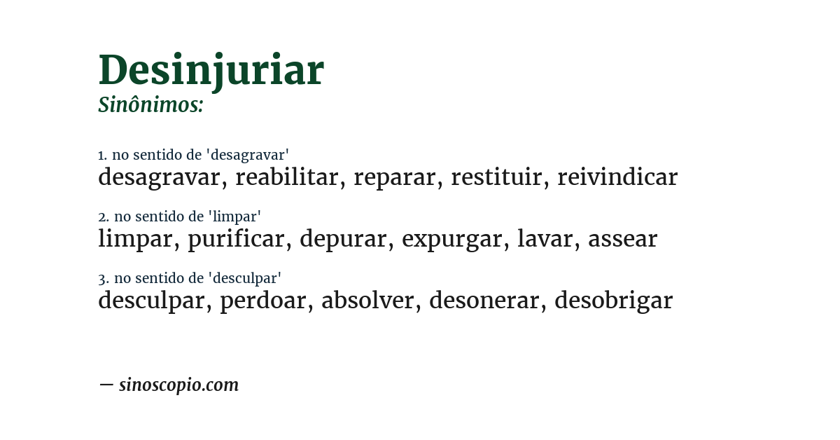 Sinônimo de desinjuriar