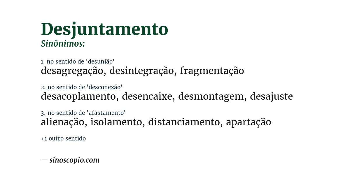 Sinônimo de desjuntamento
