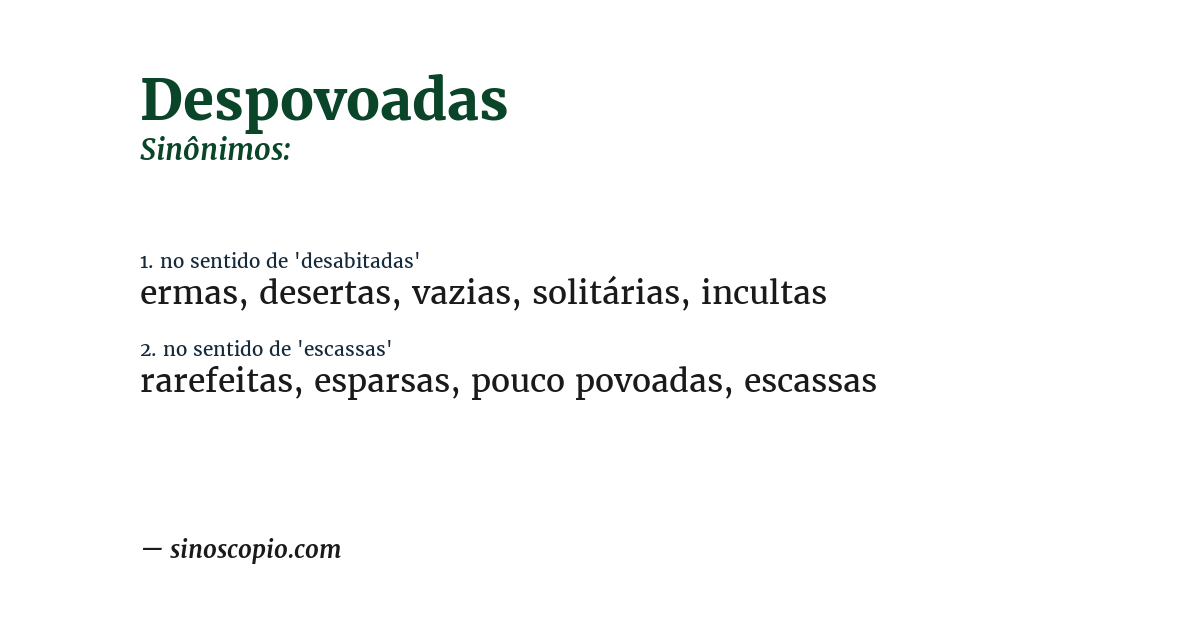 Sinônimo de despovoadas