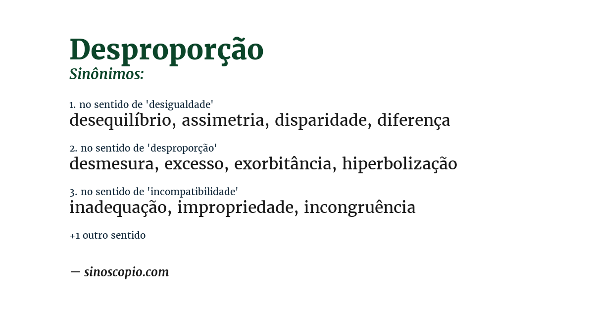 Sinônimo de desproporção