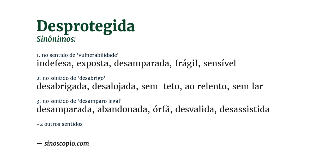 Sinônimo de desprotegida