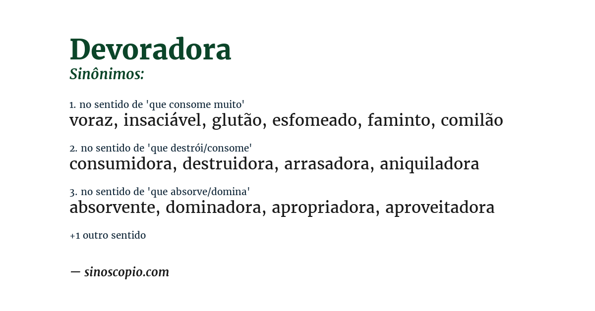 Sinônimo de devoradora