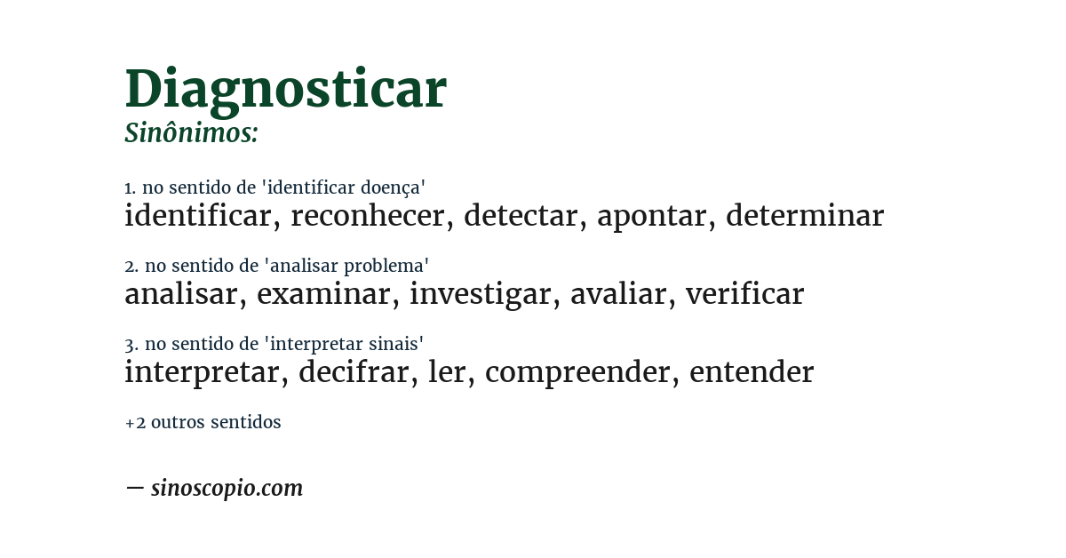 Sinônimo de diagnosticar