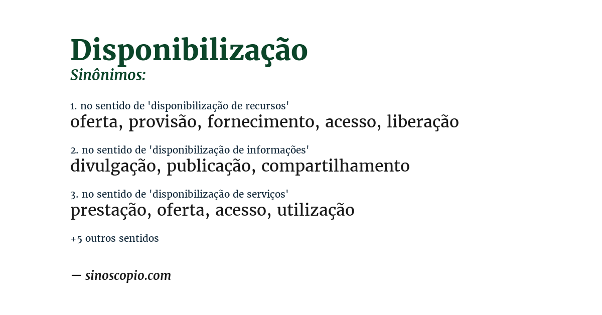 Sinônimo de disponibilização