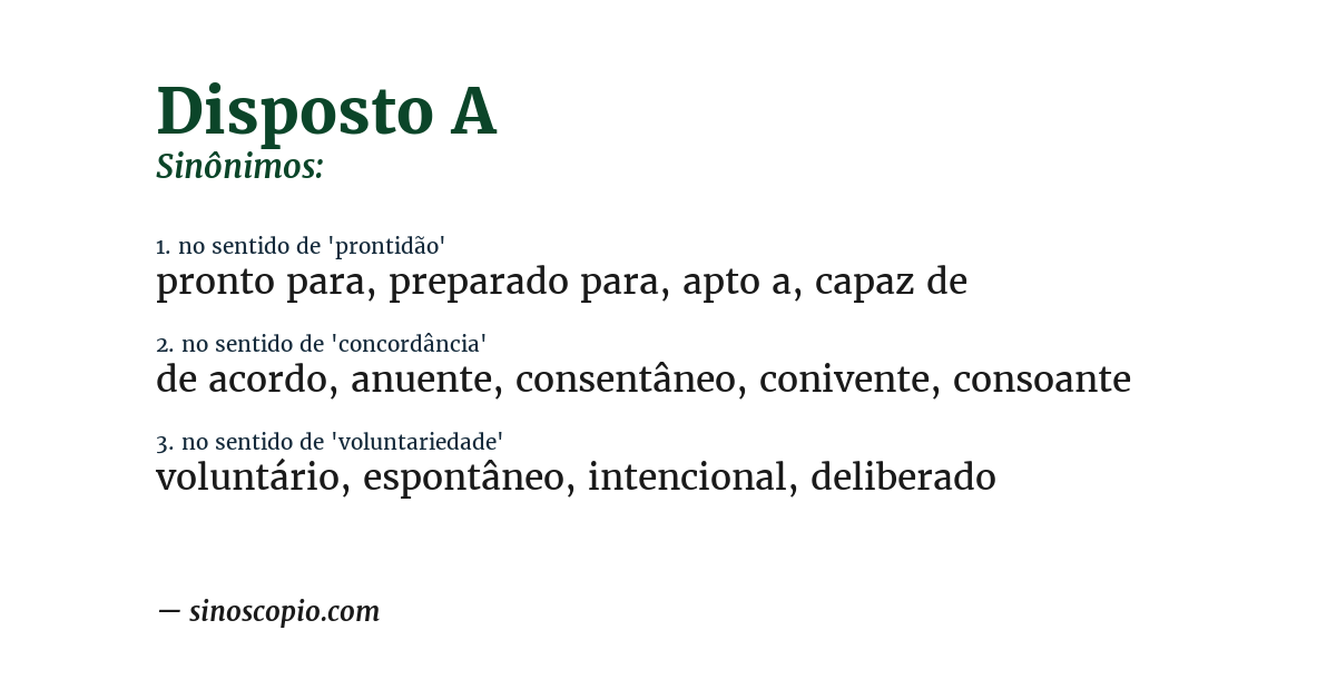 Sinônimo de disposto a
