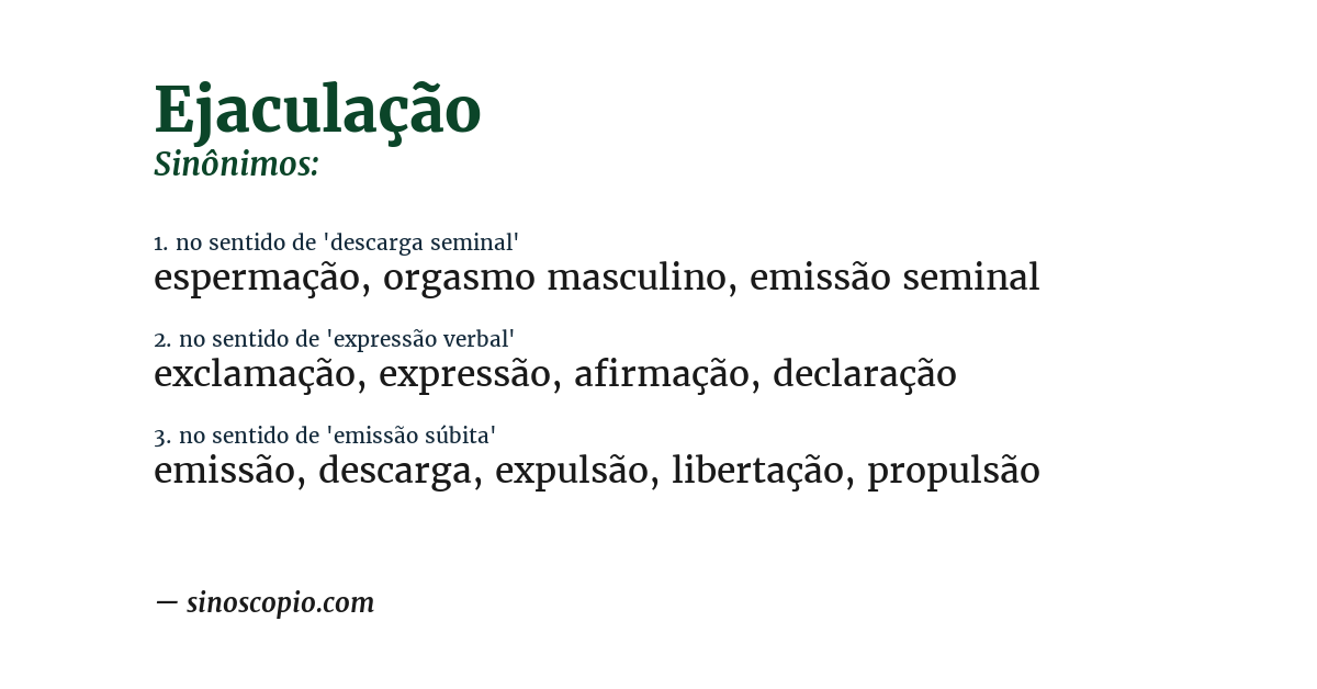 Sinônimo de ejaculação