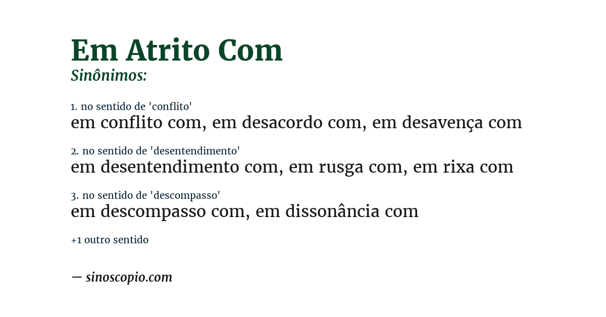 Sinônimo de em atrito com