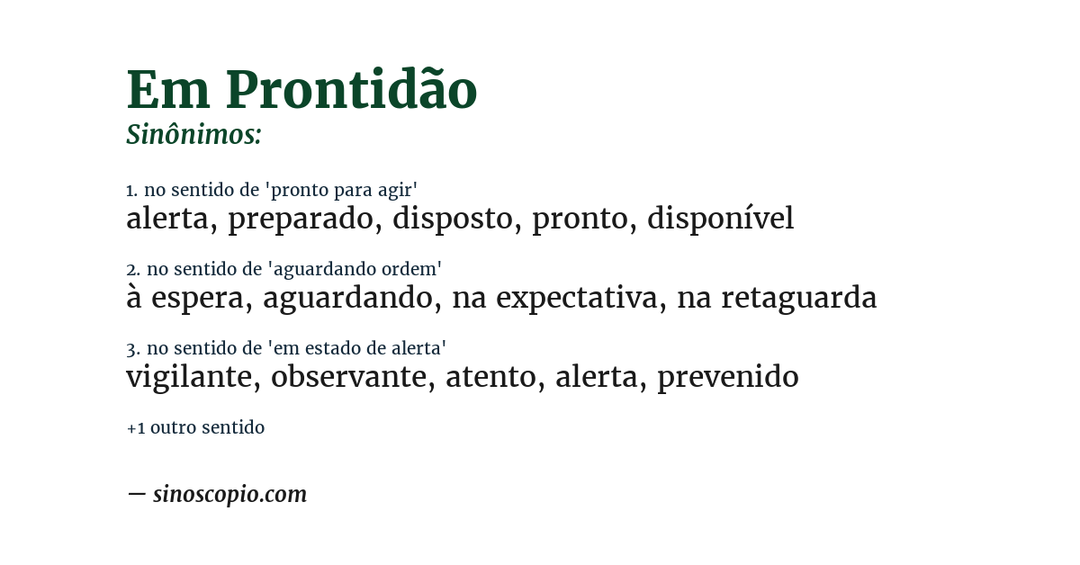 Sinônimo de em prontidão
