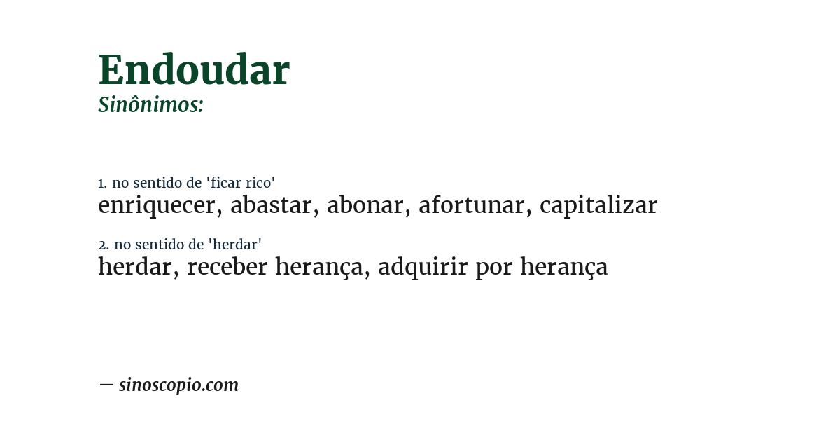 Sinônimo de endoudar