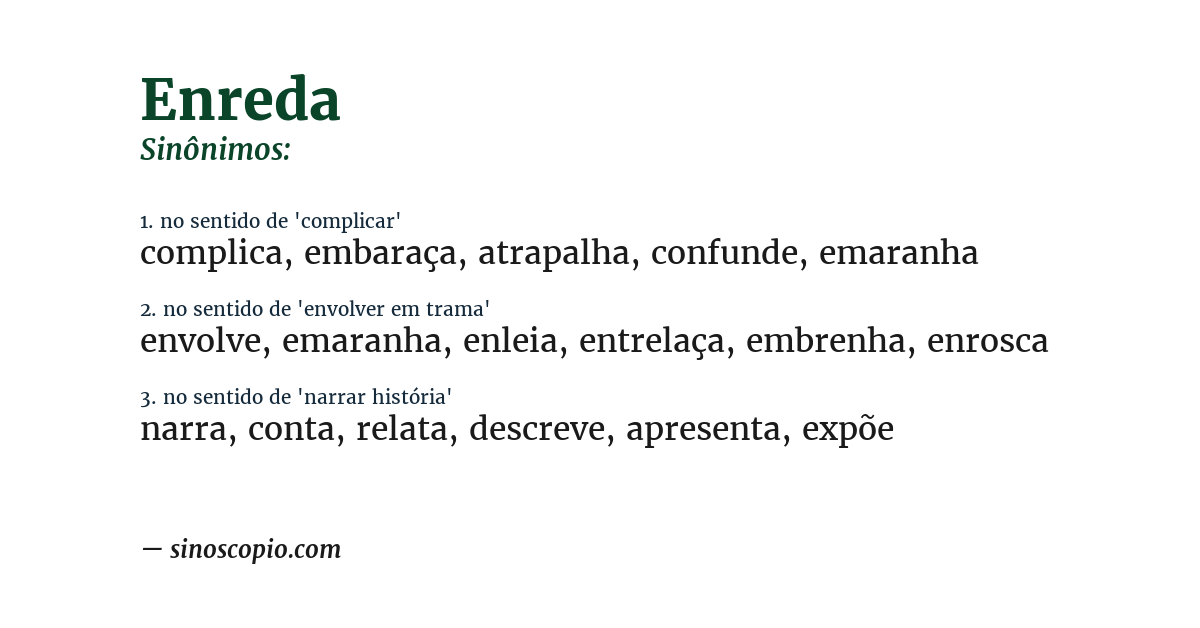 Sinônimo de enreda