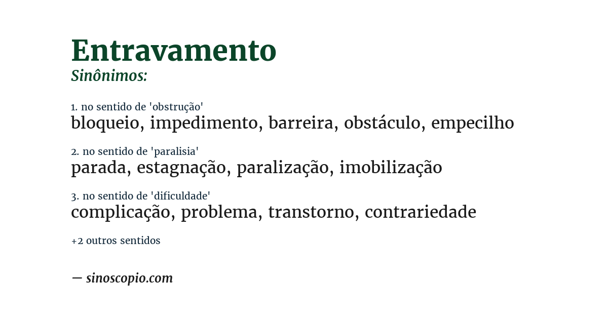 Sinônimo de entravamento