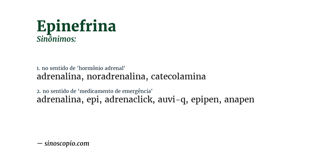 Sinônimo de epinefrina