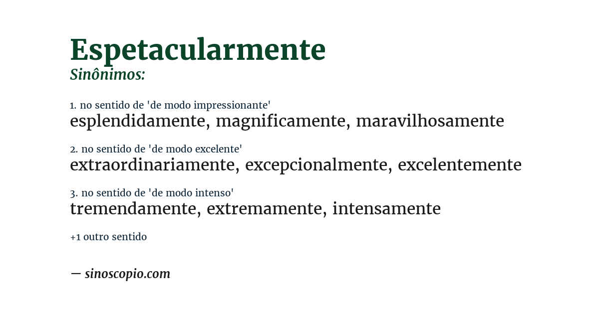 Sinônimo de espetacularmente