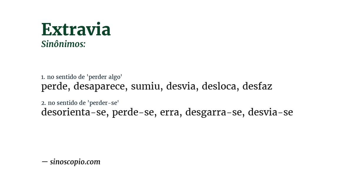 Sinônimo de extravia