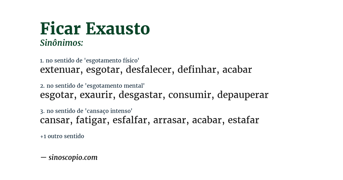 Sinônimo de ficar exausto