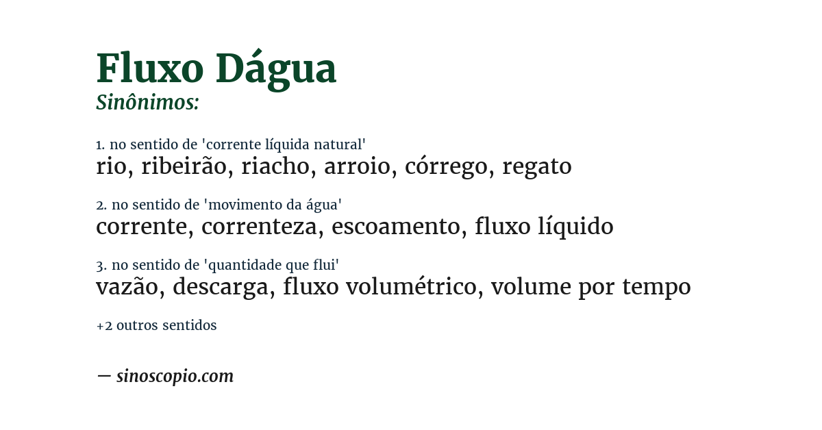 Sinônimo de fluxo dágua