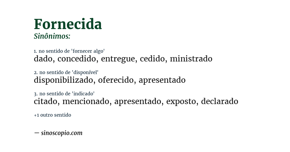 Sinônimo de fornecida