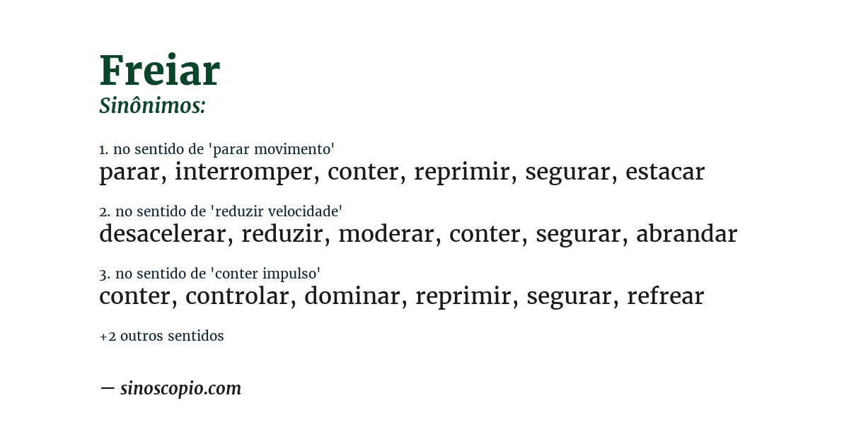 Sinônimo de freiar