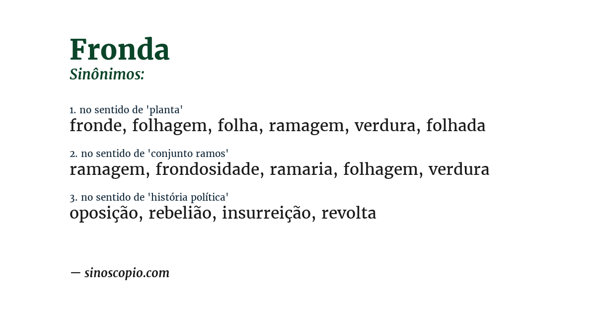 Sinônimo de fronda