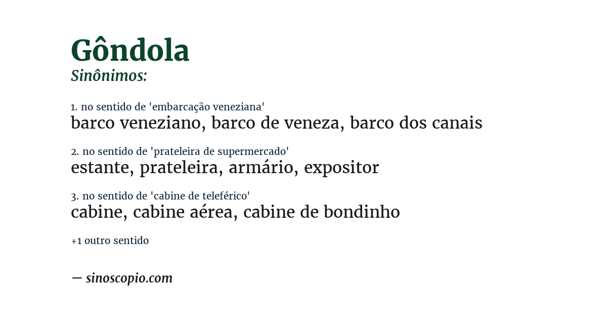 Sinônimo de gôndola
