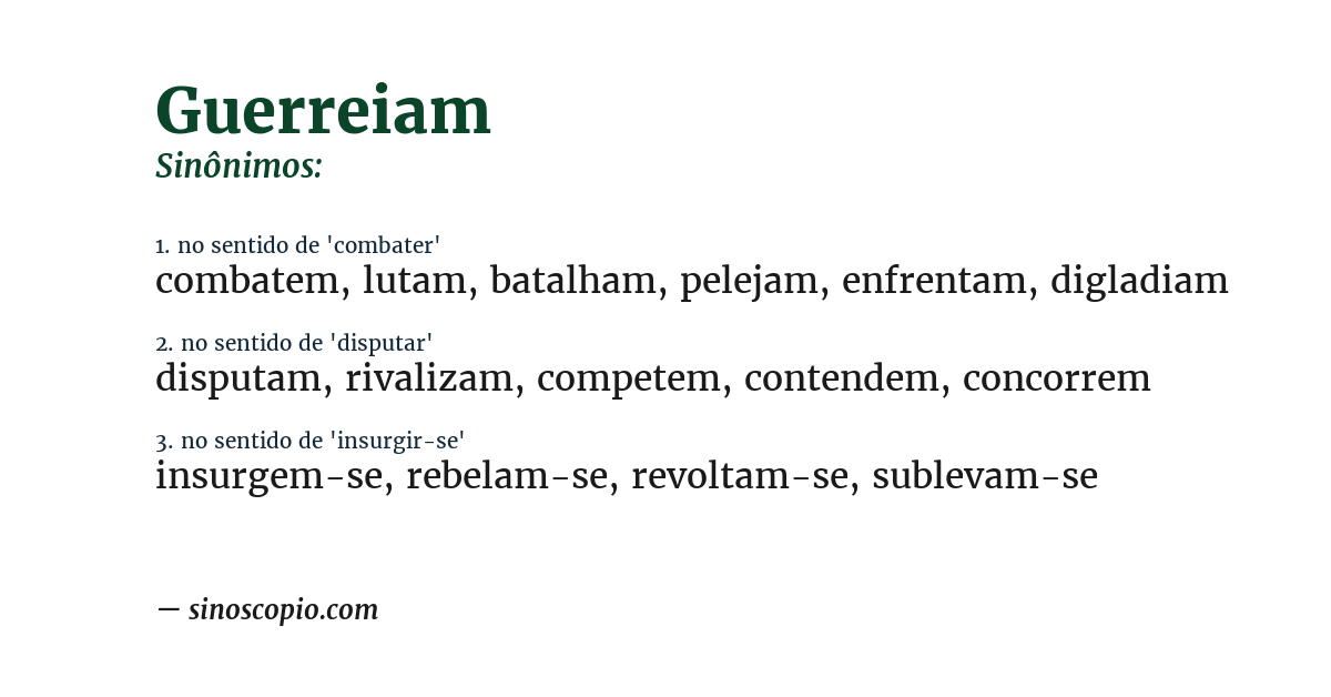 Sinônimo de guerreiam