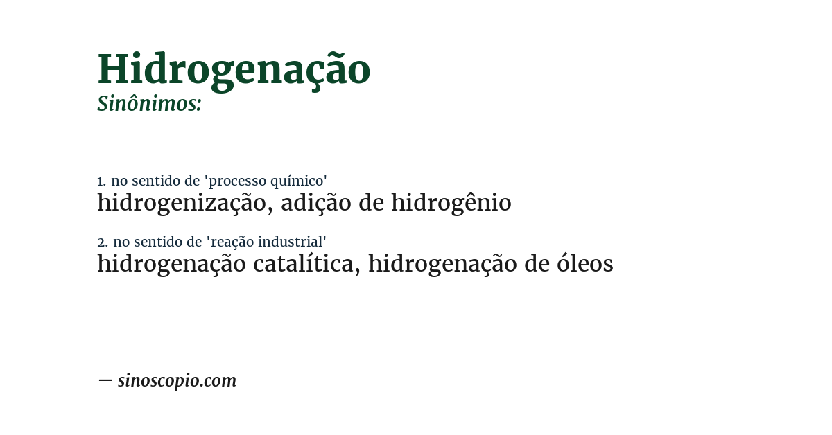 Sinônimo de hidrogenação
