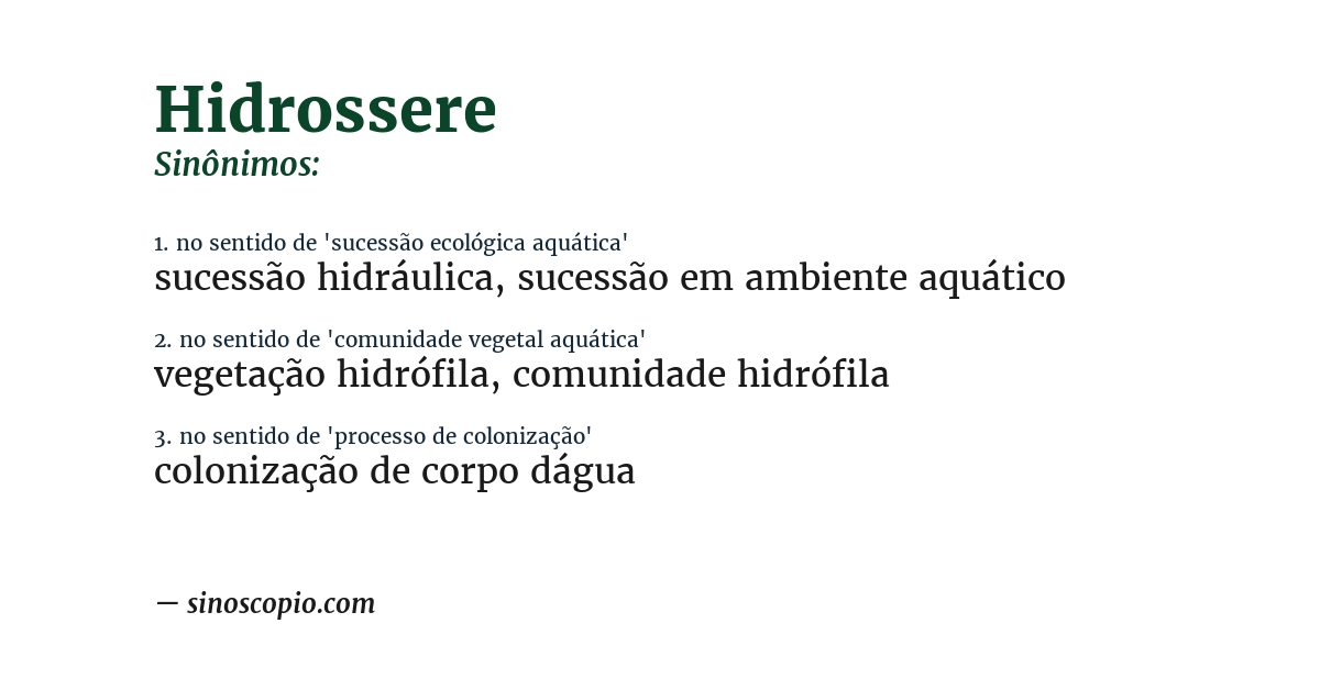 Sinônimo de hidrossere