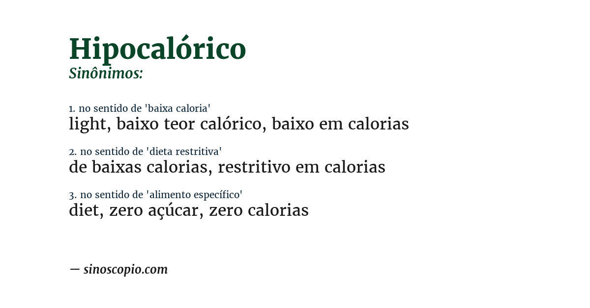 Sinônimo de hipocalórico