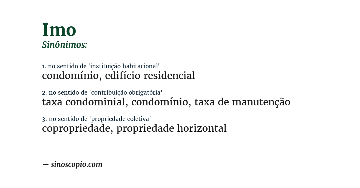 Sinônimo de imo