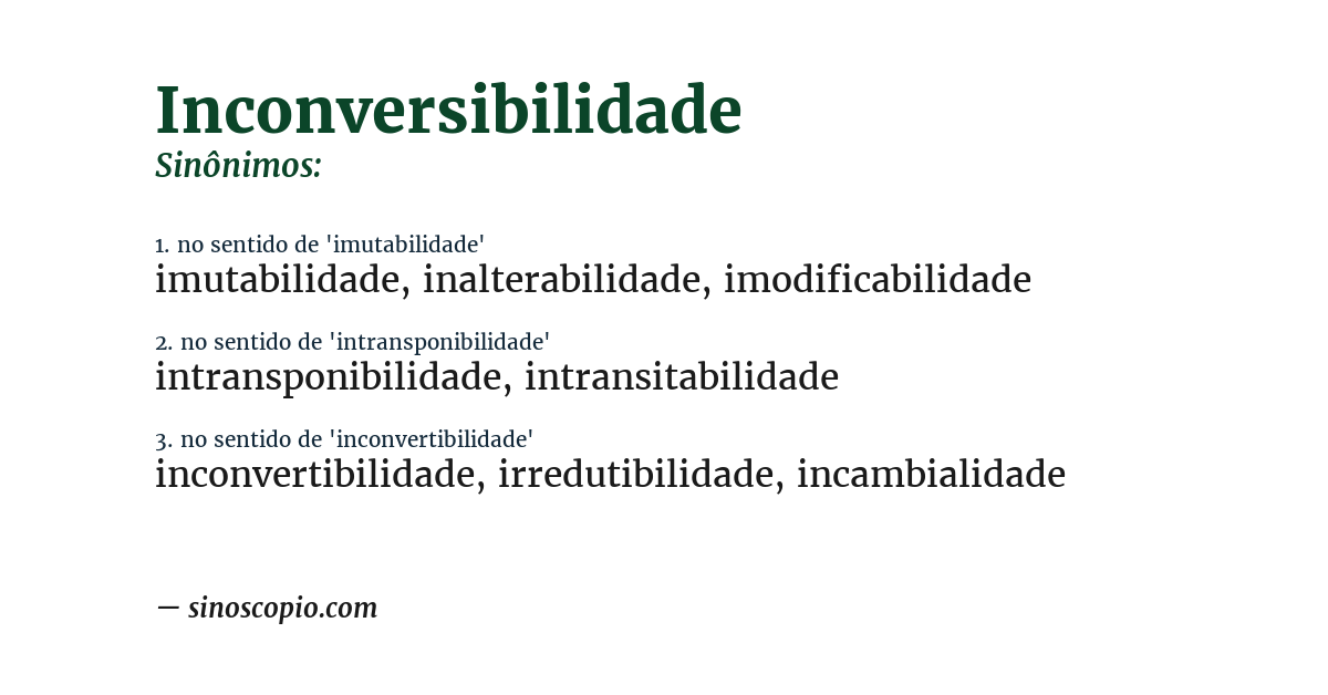 Sinônimo de inconversibilidade