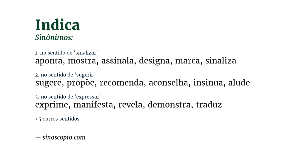 Sinônimo de indica