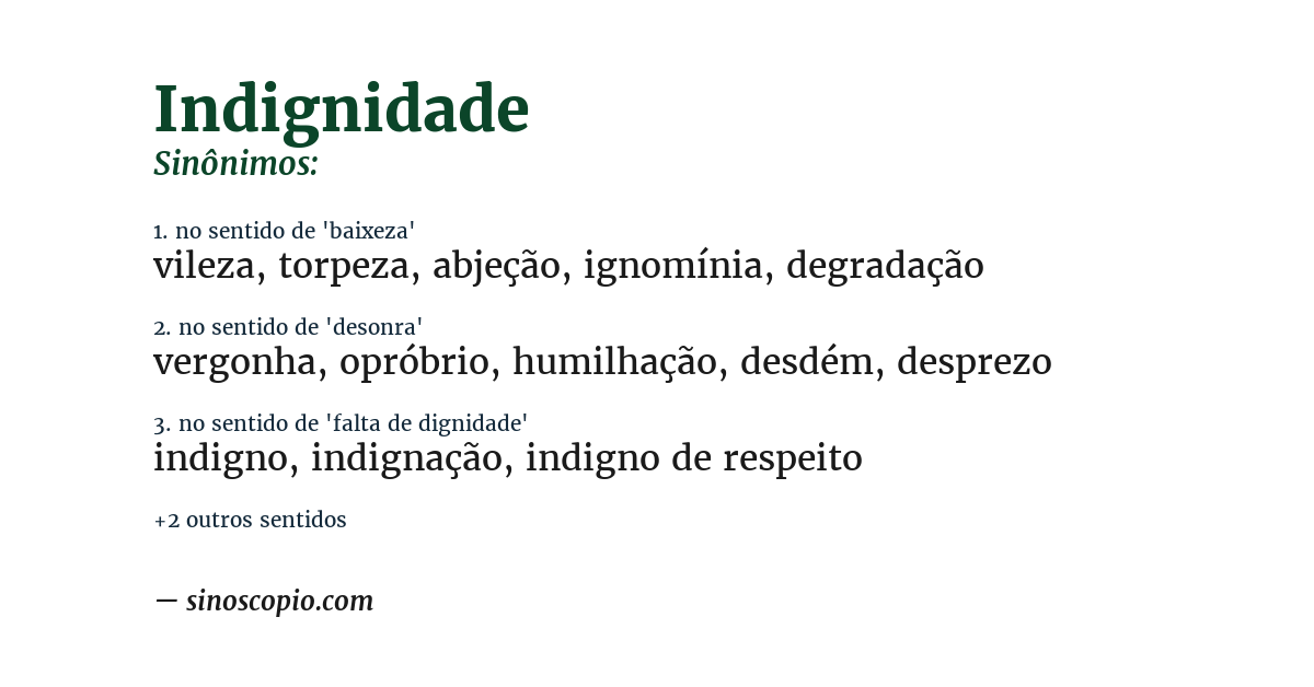 Sinônimo de indignidade