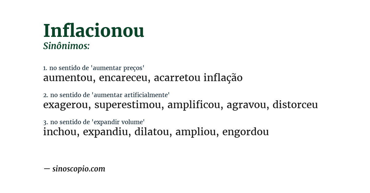 Sinônimo de inflacionou