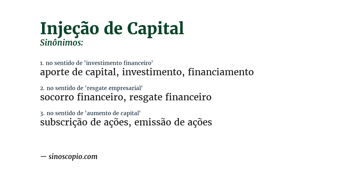 Sinônimo de injeção de capital